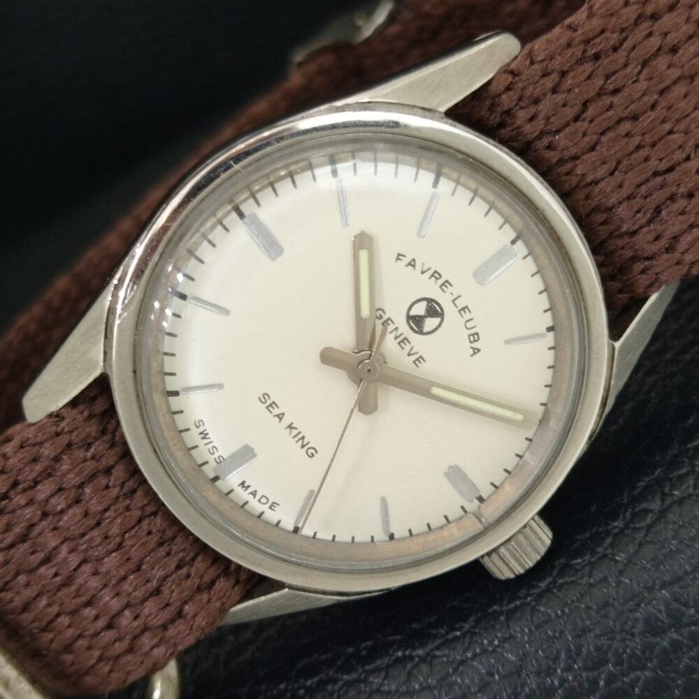 Vintage 1989 Favre Leuba Manual Mens Silver Watch W/NATO Strap